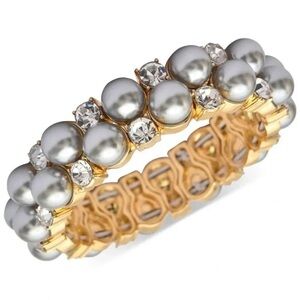 Anthropologie Grey Pearl Stretch Bracelet